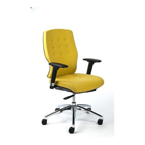 Irodai szék, állítható karfával, sárga szövetborítás, alumínium lábkereszt, MAYAH "Sunshine"