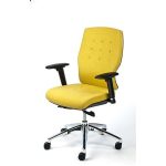 Irodai szék, állítható karfával, sárga szövetborítás, alumínium lábkereszt, MAYAH "Sunshine"