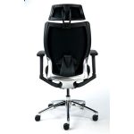 Főnöki szék, fejtámasszal, fekete szövetborítás, feszített szövet háttámla, alumínium lábkereszt, MAYAH "Crown"