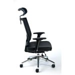 Exkluzív fejtámaszos irodai szék, fekete bőrborítás, feszített hálós háttámla, alumínium lábkereszt, MAYAH "Maxy"