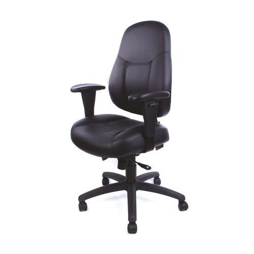 Irodai szék, állítható karfával, fekete, puha bonded bőrborítás, fekete lábkereszt, MAYAH "Super Champion"