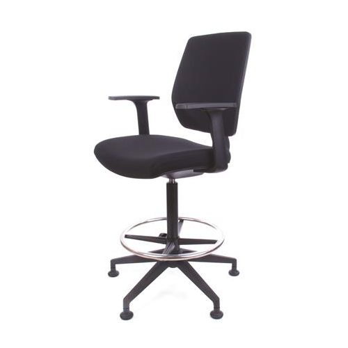 Magasított irodai munkaszék lábtartó gyűrűvel, tappanccsal, fekete szövetborítás, szivacsos háttámla, MAYAH "Tall"