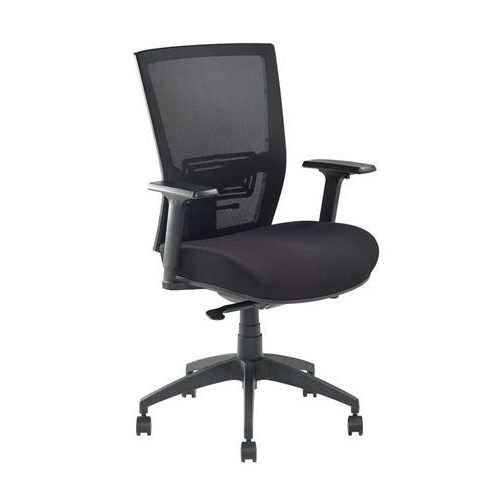 Irodai szék, karfás, fekete szövetborítás, feszített hálós háttámla, fekete lábkereszt, MAYAH "Radar III", fekete