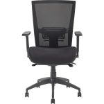 Irodai szék, karfás, fekete szövetborítás, feszített hálós háttámla, fekete lábkereszt, MAYAH "Radar III", fekete