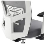 Irodai szék, karfás, hamuszürke szövet, feszített hálós háttámla, fehér váz, alumínium lábkereszt, MAYAH "Radar III"