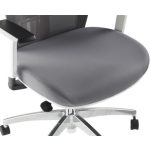 Irodai szék, karfás, hamuszürke szövet, feszített hálós háttámla, fehér váz, alumínium lábkereszt, MAYAH "Radar III"