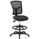 Magasított irodai munkaszék lábtartó gyűrűvel, fekete szövetborítás, hálós háttámla, MAYAH "Matrix II", fekete