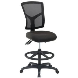   Magasított irodai munkaszék lábtartó gyűrűvel, fekete szövetborítás, hálós háttámla, MAYAH "Matrix II", fekete