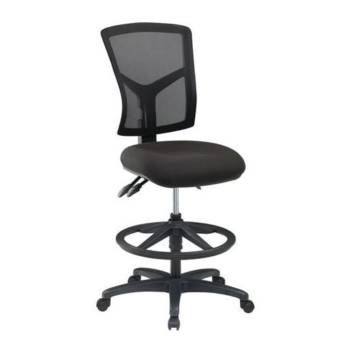 Magasított irodai munkaszék lábtartó gyűrűvel, fekete szövetborítás, hálós háttámla, MAYAH "Matrix II", fekete