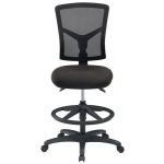 Magasított irodai munkaszék lábtartó gyűrűvel, fekete szövetborítás, hálós háttámla, MAYAH "Matrix II", fekete