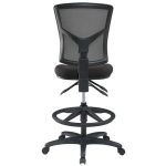 Magasított irodai munkaszék lábtartó gyűrűvel, fekete szövetborítás, hálós háttámla, MAYAH "Matrix II", fekete