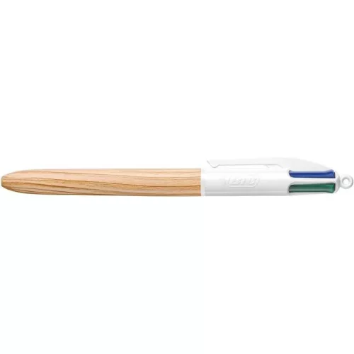 Golyóstoll, 0,32 mm, nyomógombos, négyszínű, BIC "4 Colours Wood Effect"