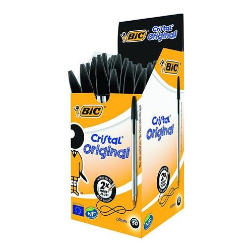 Golyóstoll, 0,32 mm, kupakos, BIC "Cristal Original", fekete