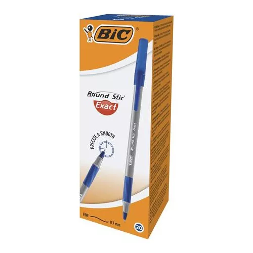 Golyóstoll, 0,28 mm, kupakos, BIC "Round Stic Exact", kék