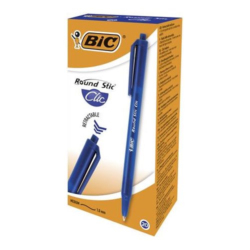 Golyóstoll, 0,32 mm, nyomógombos, BIC "Round Stic Clic", kék