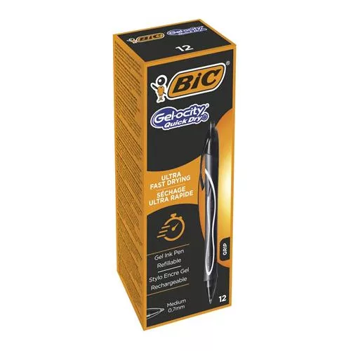 Zseléstoll, 0,3 mm, nyomógombos, BIC "Gel-ocity Quick Dry", fekete
