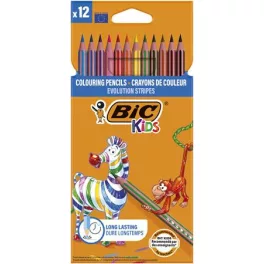   Színes ceruza készlet, BIC KIDS "Evolution Stripes", 12 különböző szín