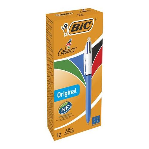 Golyóstoll, 0,32 mm, nyomógombos, négyszínű, BIC "4 Colours Original"