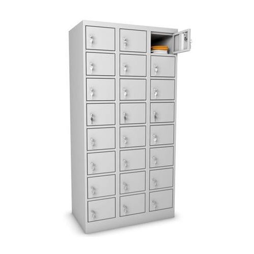 Értékmegőrző fémszekrény, 24 rekeszes, szürke