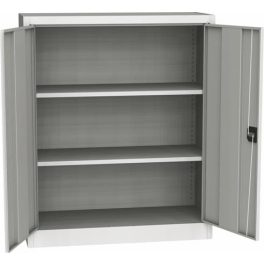  Fémszekrény, kétajtós, 115x95x40 cm, 2 polccal, MAYAH, szürke