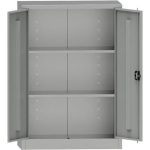Fémszekrény, standard acéllemez, kétajtós, 115x80x40 cm, két polcos, világosszürke