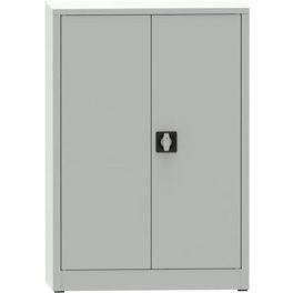   Fémszekrény, erős acéllemez, kétajtós, 115x80x40 cm, két polcos, világosszürke