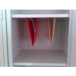 Fémszekrény, egyajtós, polcos, szürke