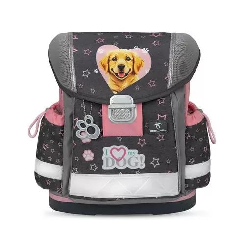 Iskolatáska, fémcsat, BELMIL "Classy Starry Paws", kutya, golden retriever