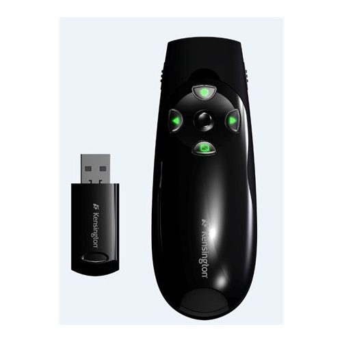 Prezentációs távirányító, zöld lézer, vezeték nélküli, KENSINGTON