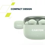 Fülhallgató, TWS vezeték nélküli, Bluetooth 5.4, CANYON "OnGo 9", zsálya