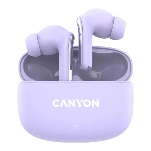 Fülhallgató, TWS vezeték nélküli, Bluetooth 5.4, CANYON "OnGo 9", levendula