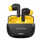 Fülhallgató, TWS vezeték nélküli, Bluetooth 5.4, CANYON "Hexagon 7", fekete-sárga