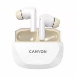 Fülhallgató, TWS vezeték nélküli, Bluetooth 5.4, CANYON "Hexagon 7", fehér-bézs