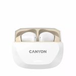 Fülhallgató, TWS vezeték nélküli, Bluetooth 5.4, CANYON "Hexagon 7", fehér-bézs