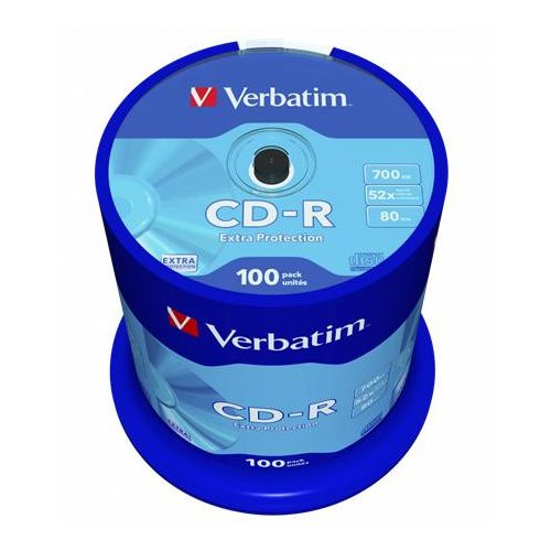 CD-R lemez, 700MB, 52x, 100 db, hengeren, VERBATIM "DataLife"