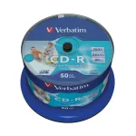 CD-R lemez, nyomtatható, matt, no-ID, AZO, 700MB, 52x, 50 db, hengeren, VERBATIM