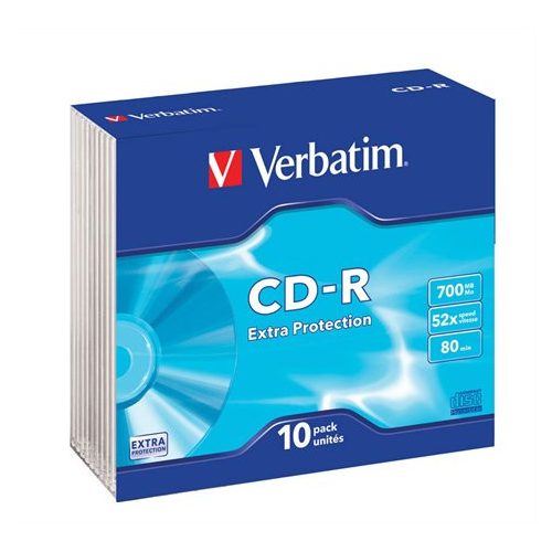 CD-R lemez, 700MB, 52x, 10 db, vékony tok, VERBATIM "DataLife"