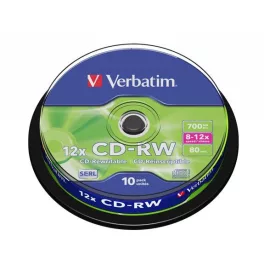   CD-RW lemez, újraírható, SERL, 700MB, 8-10x, 10 db, hengeren VERBATIM
