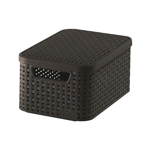 Rattan hatású kosár tetővel, 6l, barna, CURVER, "Style S"