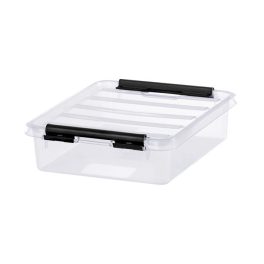   Műanyag tárolódoboz, 1 liter, fekete fogantyúkkal, SMARTSTORE "Classic 1", átlátszó