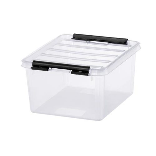 Műanyag tárolódoboz, 2 liter, fekete fogantyúkkal, SMARTSTORE "Classic 2", átlátszó