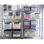 Műanyag tárolódoboz, 8 liter, fekete fogantyúkkal, SMARTSTORE "Classic 10", átlátszó