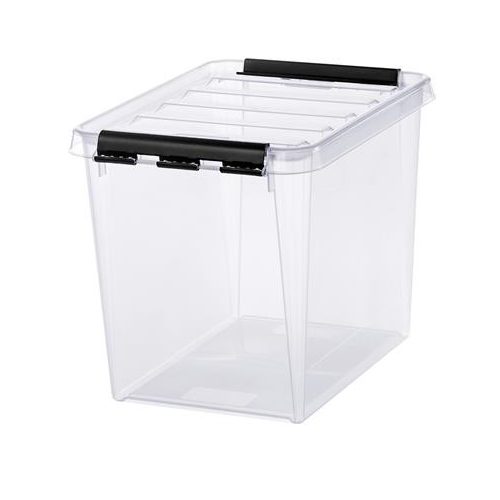 Műanyag tárolódoboz, 14 liter, fekete fogantyúkkal, SMARTSTORE "Classic 11", átlátszó