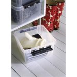 Műanyag tárolódoboz, 8 liter, fekete fogantyúkkal, SMARTSTORE "Classic 12", átlátszó