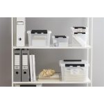 Műanyag tárolódoboz, 14 liter, fekete fogantyúkkal, SMARTSTORE "Classic 15", átlátszó