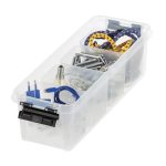 Műanyag tárolódoboz, fekete fogantyúkkal, 4 rekeszes, SMARTSTORE "Classic 4", átlátszó