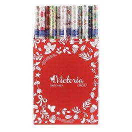   Csomagolópapír, íves, 70x200 cm, 60 tekercs, vegyes karácsonyi minták, VICTORIA PAPER