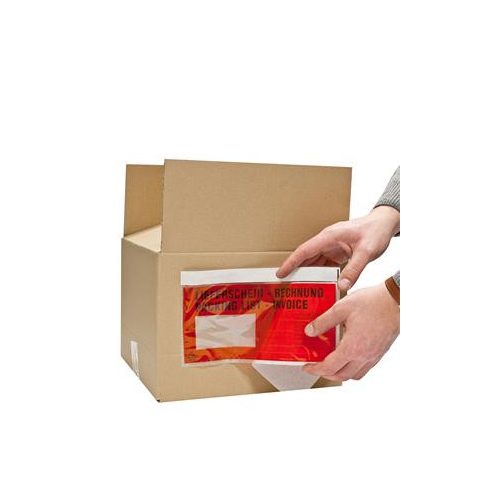 Okmánykísérő tasak, C/5, öntapadós, 240x185 mm, piros