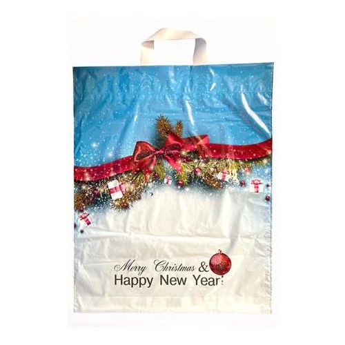 Szalagfüles táska, 40x42 cm, "Merry Christmas"