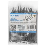 Kábelkötegelő, gyorskötöző, 2,5x100mm, DONAU "Tech", fekete